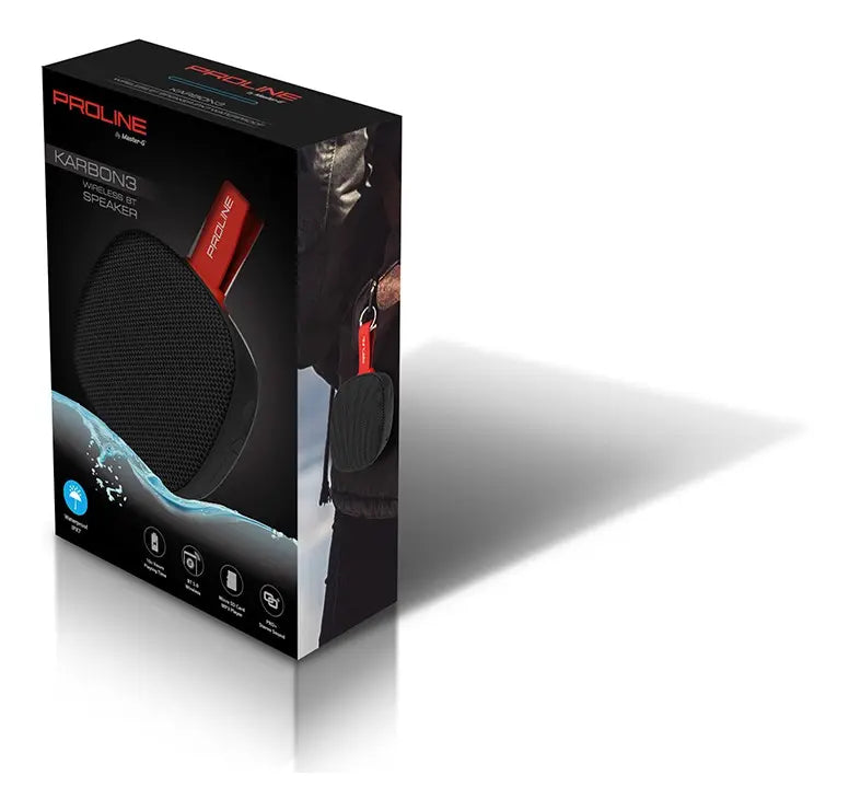 Parlante Bluetooth Portatil Karbon3 Ipx7 Aprueba de Agua Pro+ Proline by Master-G Color Negro