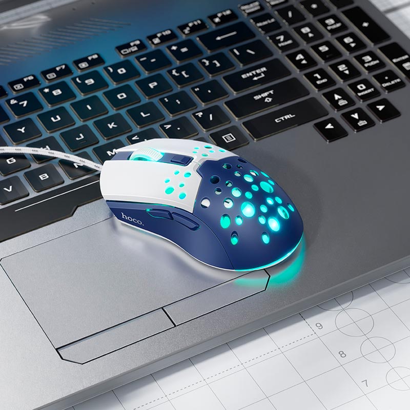 Mouse Gamer Hoco GM51 Azul/Blanco